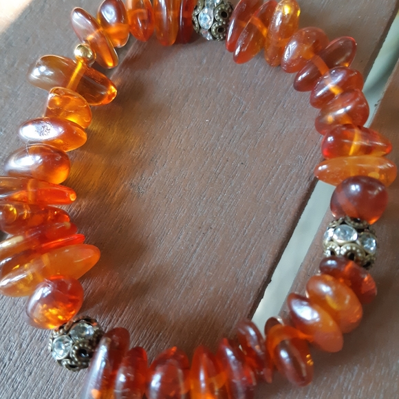 Baltic amber with antique spacers in brass and rhinestones. - Picture 5 of 6